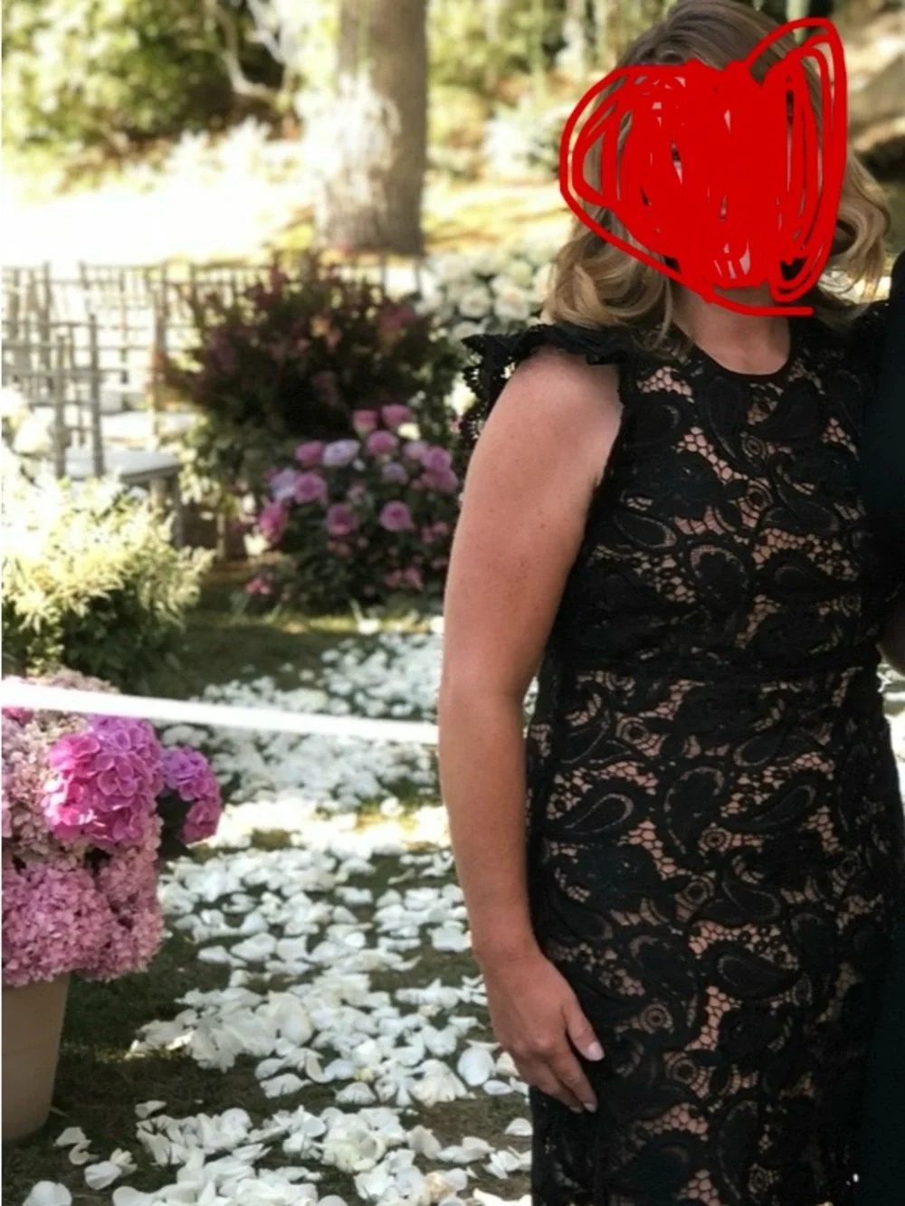 Michael Kors Black Lace Midi Dress with Sheer Illusion